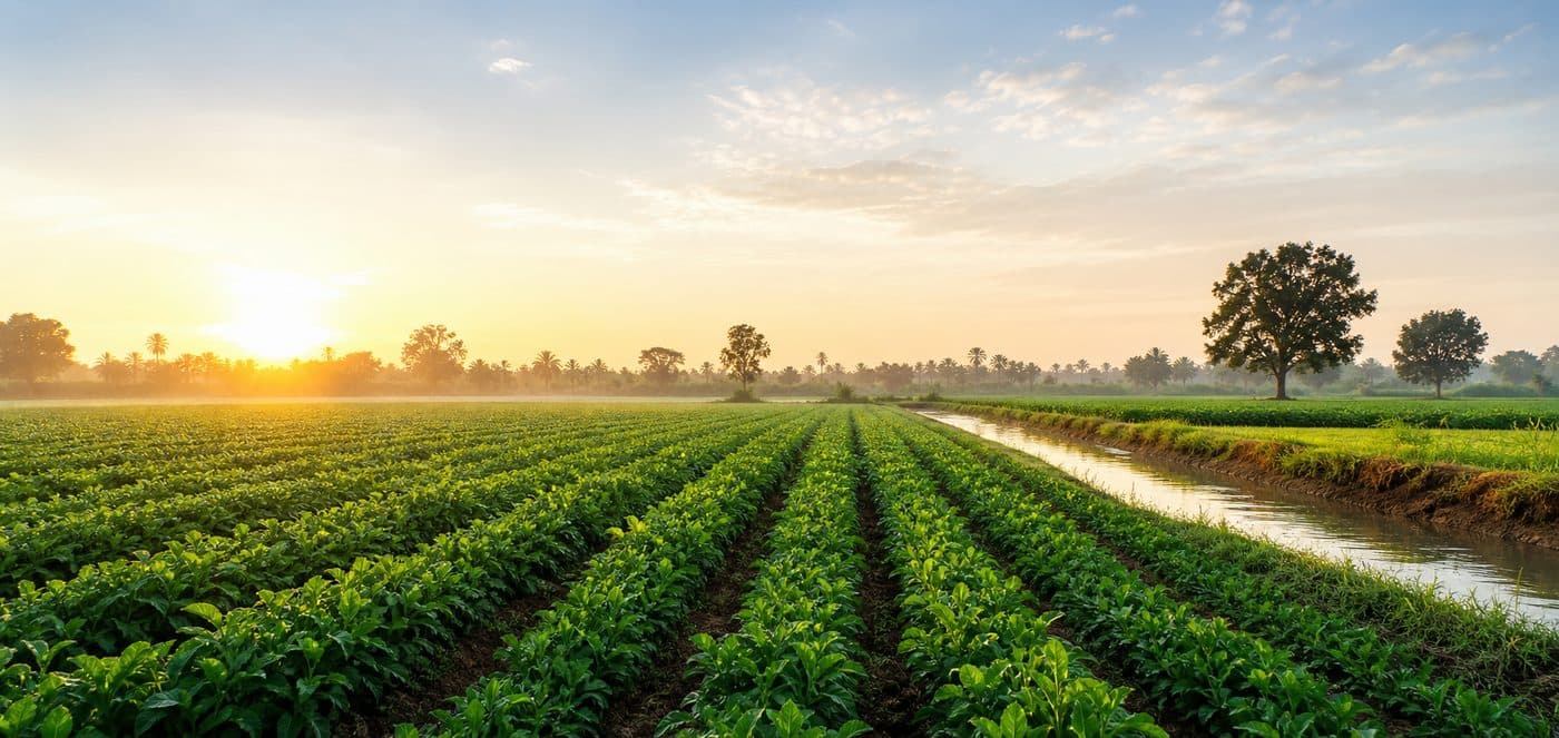 Farmland at the start of the growing season